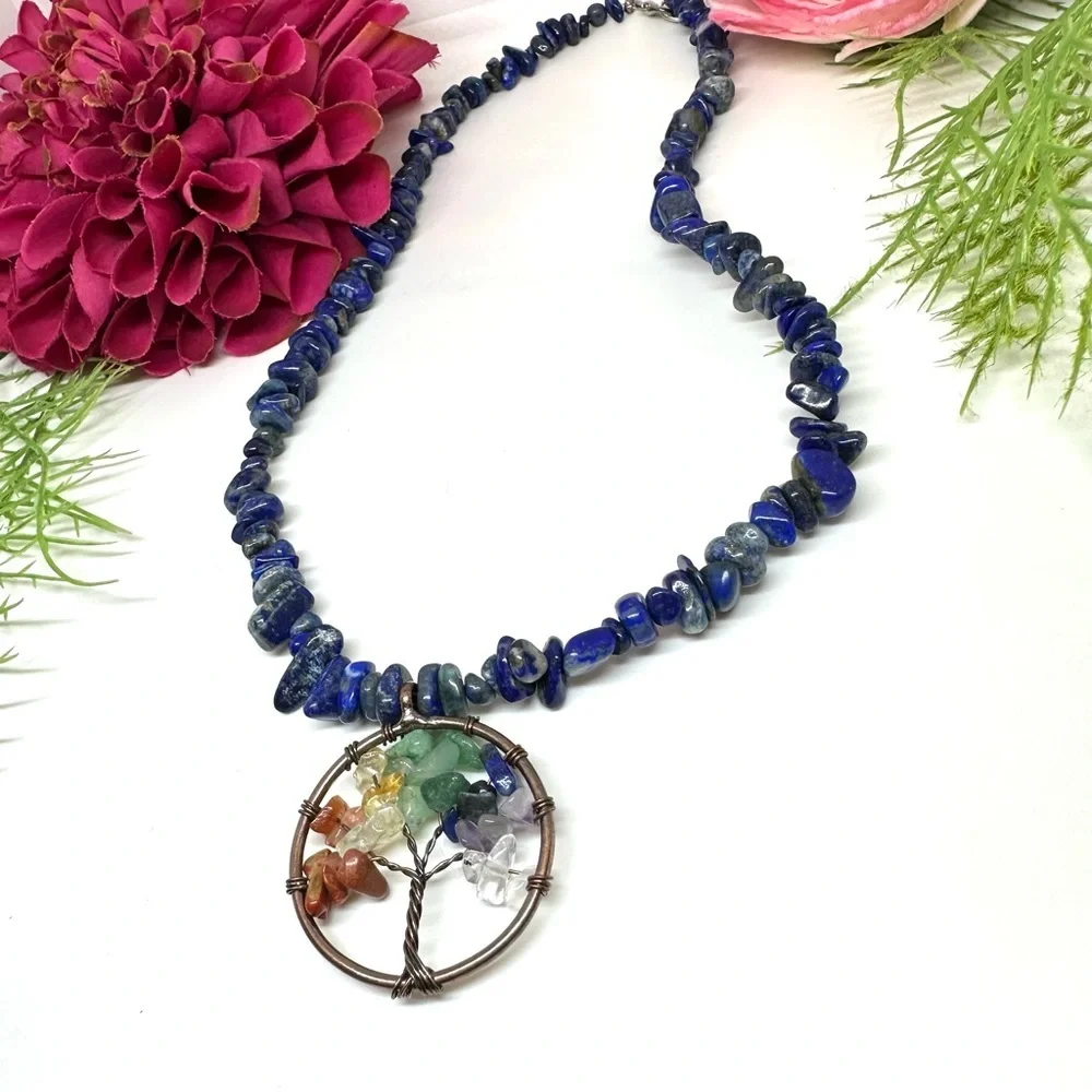 NEW⚜️Tree Of Life Gemstone Lapis Lazuli Necklace